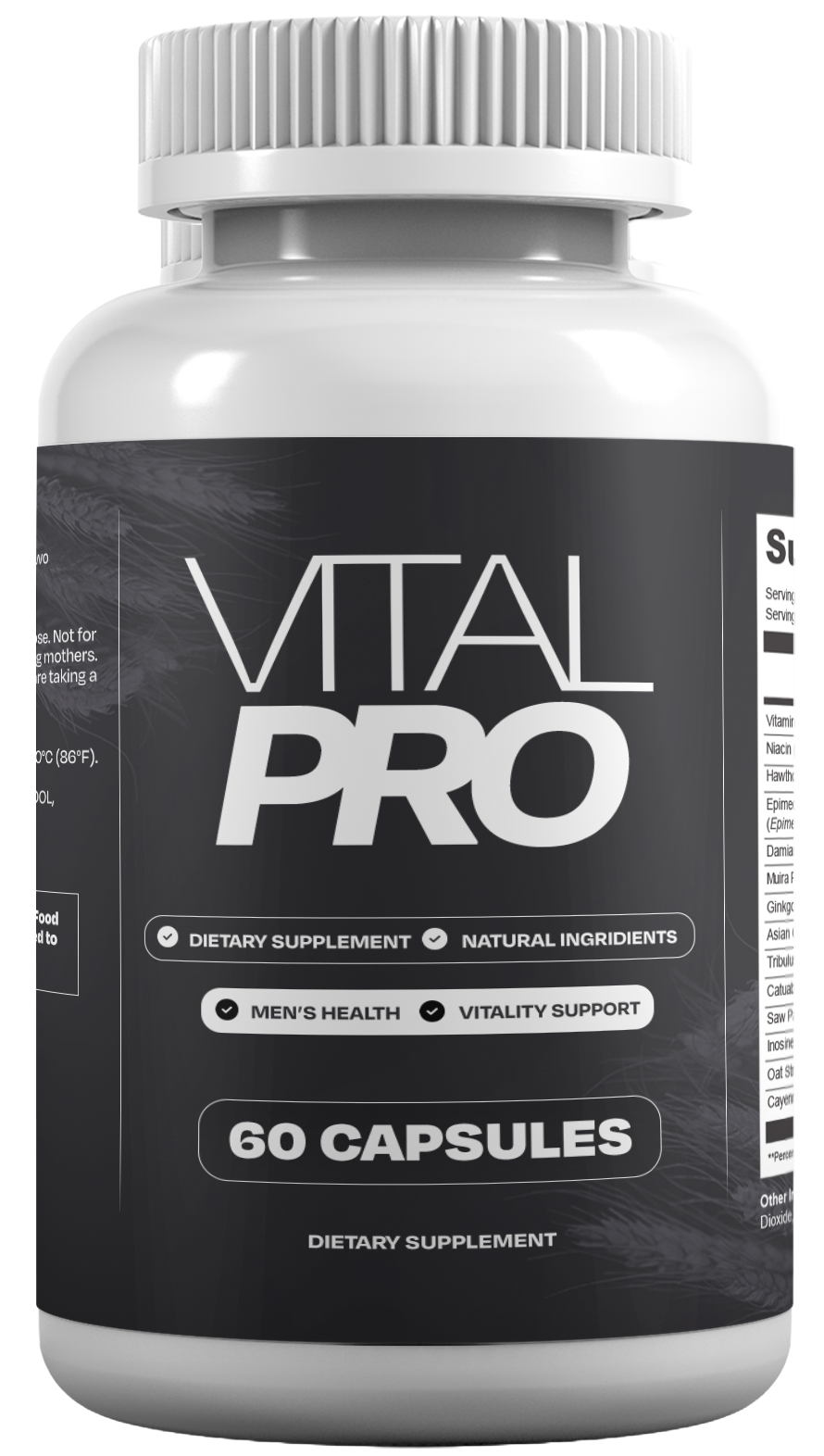VitalPro supplement label showing full ingredient dosages